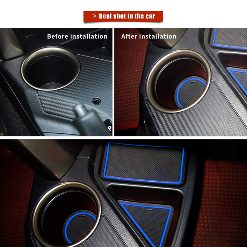  [AUSTRALIA] - Maite For Toyota RAV4 2016-2019 Door Slot Mat Non-Slip Cup Holder Mats Gate Slot Storage Pad Car Interior Decoration (14Pcs) blue