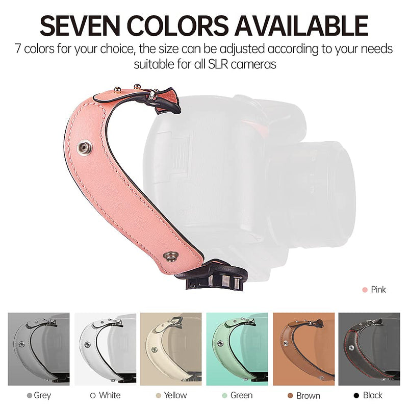  [AUSTRALIA] - Lynca Leather Mirrorless Camera Hand Strap Grip for DSLR Photographers Pink