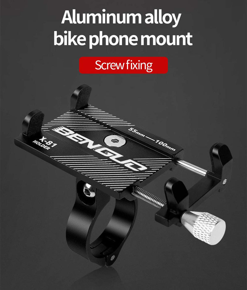  [AUSTRALIA] - AOSTIRMOTOR Bike Phone Mount, Motorcycle Handlebar Mount, Aluminum Alloy Bicycle Phone Holder Anti-Rust Shock Absorption, for iPhone Samsung 4-7 inch Cellphone