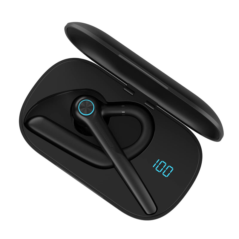  [AUSTRALIA] - Bluetooth Headset, eppfun Wireless Bluetooth Earpiece V5.2 with Dual Mic Noise Cancelling, 50Hrs Playtime with Charging Case, in-Ear Headphones Hands-Free Earphones for Business,Office and Driving Black