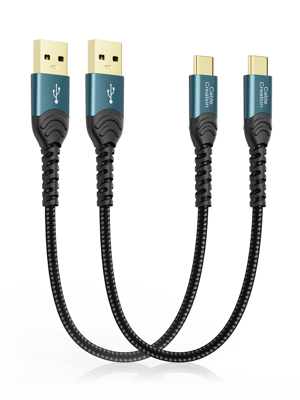 [AUSTRALIA] - USB Type C Cable 3A Fast Charging 2 Pack 1FT, CableCreation USB-A 2.0 to USB-C Charge Double-Braided Exterior Compatible with iPad Mini Galaxy S21 S20 S10 S9 Note 10 9 PS5 Controller, USB C Cord Blue