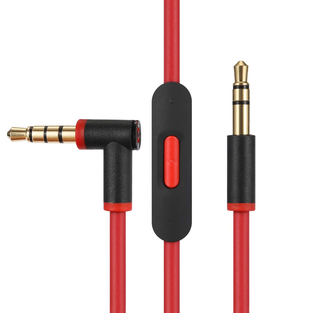  [AUSTRALIA] - Replacement Audio Cable Cord Wire,Compatible with Beats Headphones Studio Solo Pro Detox Wireless Mixr Executive Pill with in Line Mic and Control (Black Red) Black Red