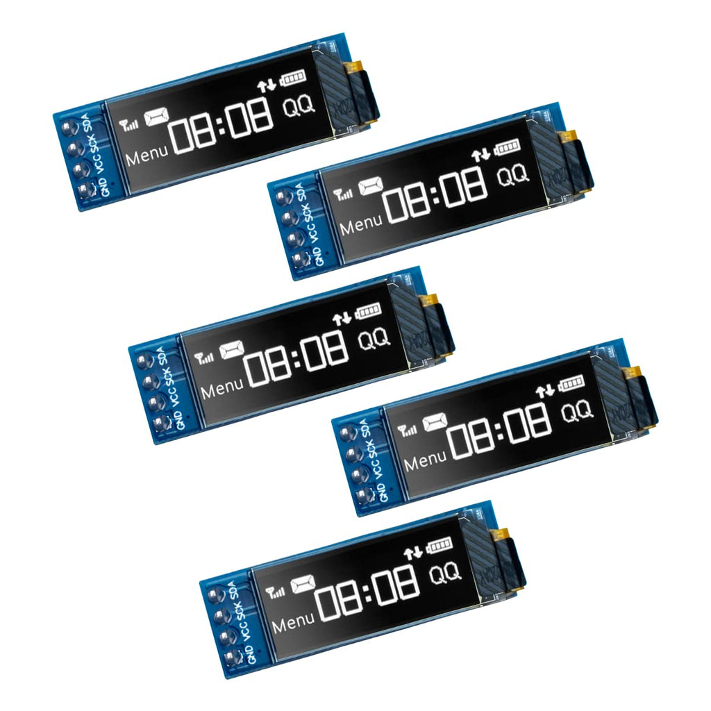  [AUSTRALIA] - Hosyond 5 Pcs 0.91 Inch I2C OLED Display Module I2C OLED Screen Driver DC 3.3V~5V Compatible with Arduino (White Display Color)