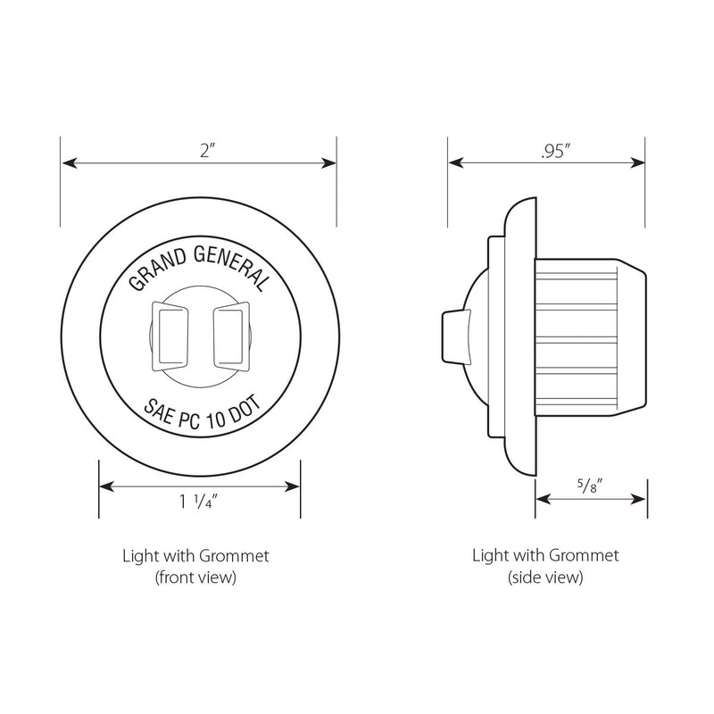  [AUSTRALIA] - GG Grand General 75202 1-1/4” Dual Function Mini Push-in Wide Angle LED Light for Trucks, Towing, Trailers, ATVs, UTVs, RVs,Red/Red Red/Red w/Grommet