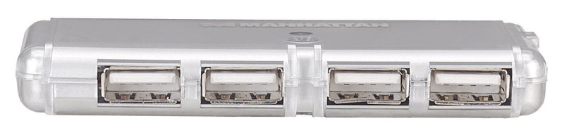 Manhattan 4-Port Hi-Speed USB Pocket Hub - Silver (160599) - LeoForward Australia