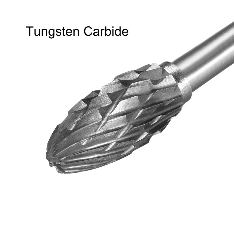 uxcell Tungsten Carbide Rotary Files 1/8" Shank, Double Cut Flame Shape Rotary Burrs Tool 6mm Dia, for Die Grinder Drill Bit Wood Soft Metal Carving Polishing Model Engineering, 3pcs - LeoForward Australia