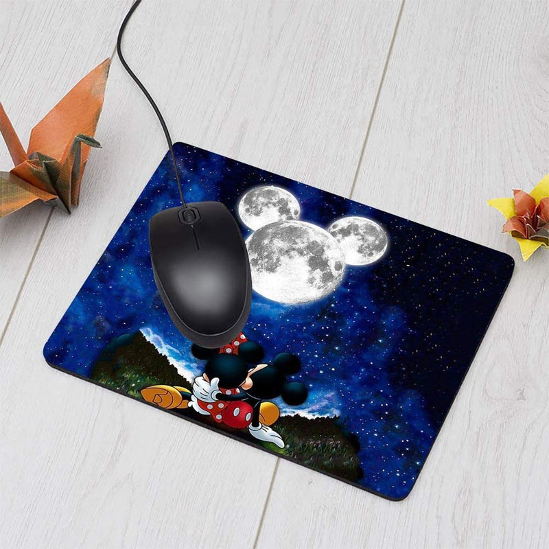  [AUSTRALIA] - Rectangle Gaming Mouse Pad, Cute Mouse Pad with Mickey Minnie Mouse Moon Design Mousepad Mouse Mat with Non-Slip Rubber Base（9.5 x 8 inch）