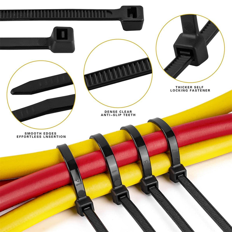  [AUSTRALIA] - 12 Inch Cable Zip Ties,WKTFOBM 100 Pack Black Zip Tie with 60lbs Tensile Strength,Heavy Duty Self-Locking Multi-Purpose Plastic Wire Ties for Indoor and Outdoor