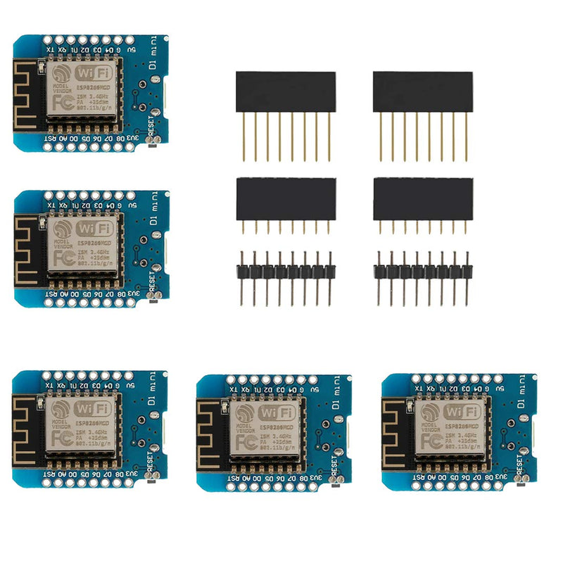  [AUSTRALIA] - HiLetgo 5pcs D1 Mini ESP8266 ESP-12F NodeMCU Lua 4M Bytes WiFi Module with Pin Headers