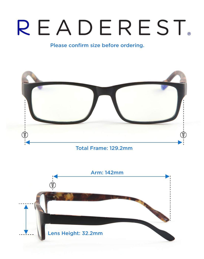 Readerest Blue Light Blocking Reading Glasses (Black/Camo, 1.00 Magnification) Black/Camo 1.0 x - LeoForward Australia