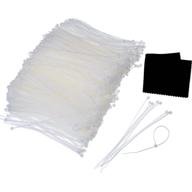  [AUSTRALIA] - 1000 Pack,4 Inch Outus Nylon Cable Mini Zip Ties Clear White Small Cable Ties Self-Locking