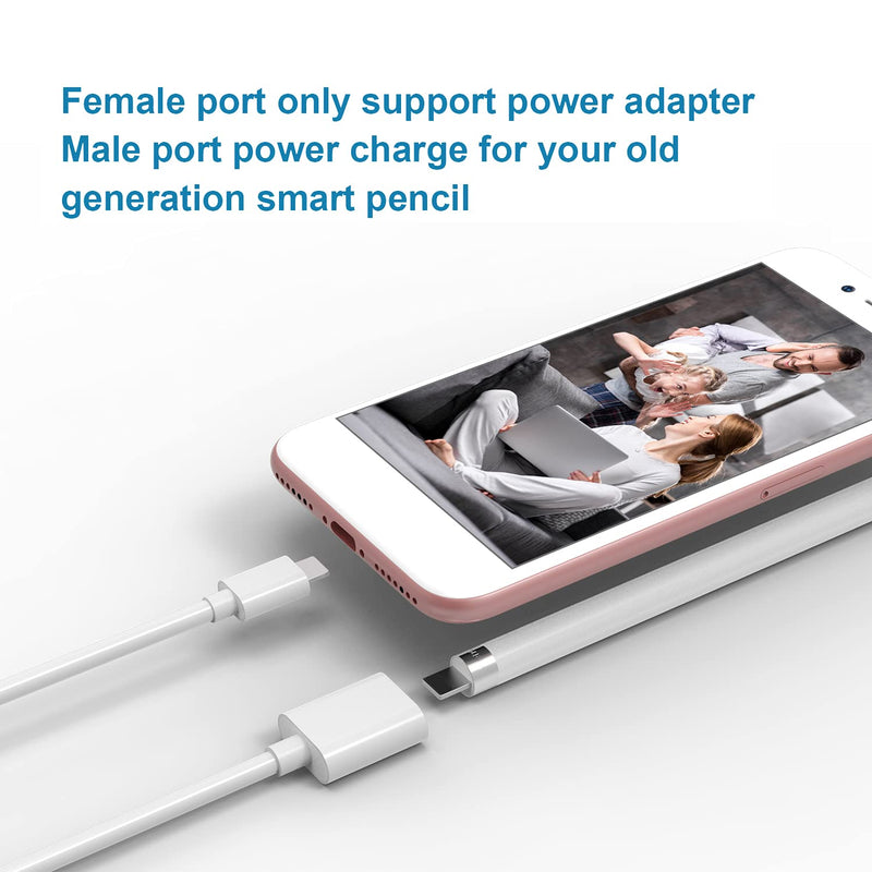 [AUSTRALIA] - Smart Pencil 2-in-1 Power Charger Cable Adapter. 1PCS i OS Power Charging Connector Cord Made of White ABS. (3.3Ft / 1M)