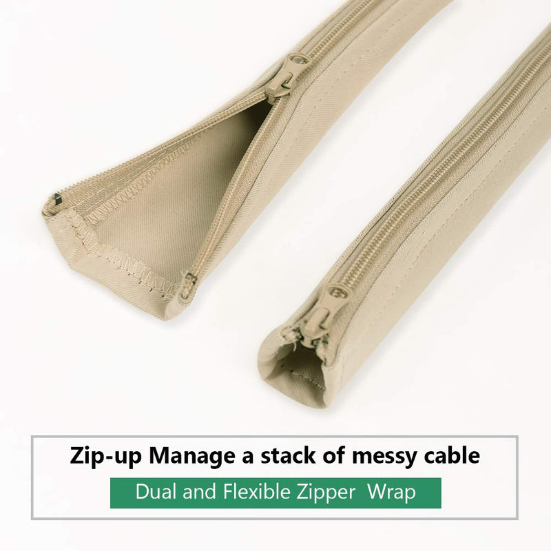 [AUSTRALIA] - StangH Cable Management Sleeve Organizer - 19 Inch Home and Office Zip-up Cable Sleeve Wire Organizer Flexible Cord Concealer Wrap, Electrical Cord Covers for TV/Computer/Desk, 4 Pieces -Beige 19"L x 3.5"W-4PACKS Beige