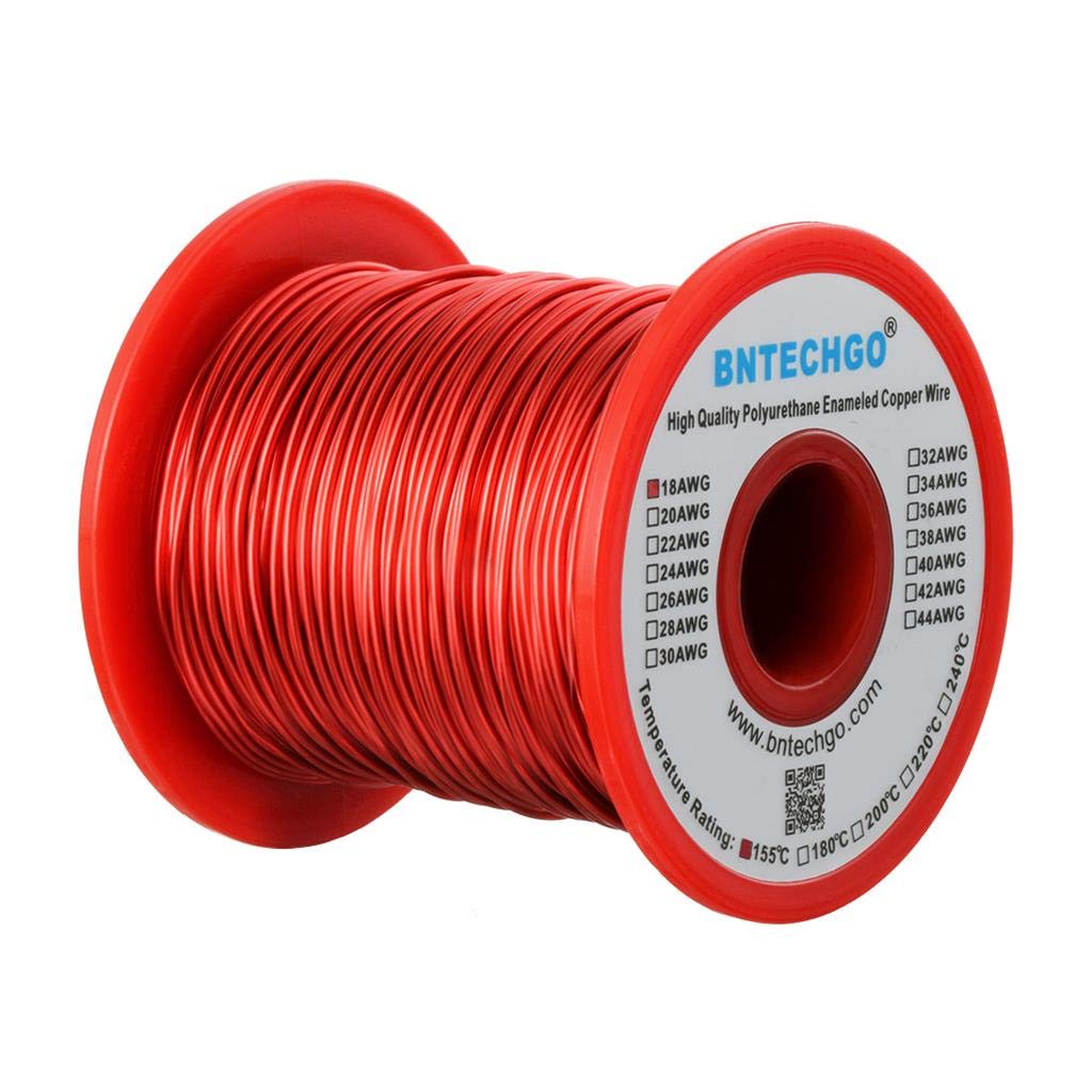  [AUSTRALIA] - BNTECHGO 18 AWG Magnet Wire - Enameled Copper Wire - Enameled Magnet Winding Wire - 1.0 lb - 0.0393" Diameter 1 Spool Coil Red Temperature Rating 155℃ Widely Used for Transformers Inductors 18 gauge enameled magnet wire 1 lb red 1 lb