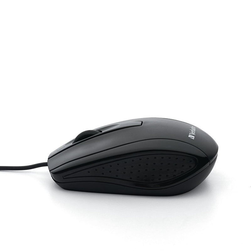  [AUSTRALIA] - Verbatim 98106 Optical Mouse - Wired with USB Accessibility - Mac & PC Compatible - Black, 1.2" x 2.3" x 3.8" Glossy Black