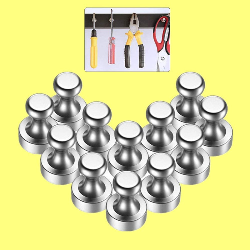  [AUSTRALIA] - 18pcs Magnetic Push Pins, Magnetic Hangers for Fridge Magnets, Office Magnets, Whiteboard Magnets, Map Magnets(Silver) silver