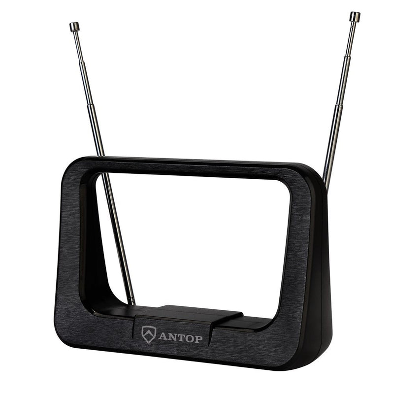  [AUSTRALIA] - TV Antenna, Antop Indoor Rabbit Ears Digital HDTV Antenna with Multidireactional Reception, Support 4K 1080P HD VHF UHF for Local Channels, 15 inch Extendable Dipoles, 6ft Coaxial Cable