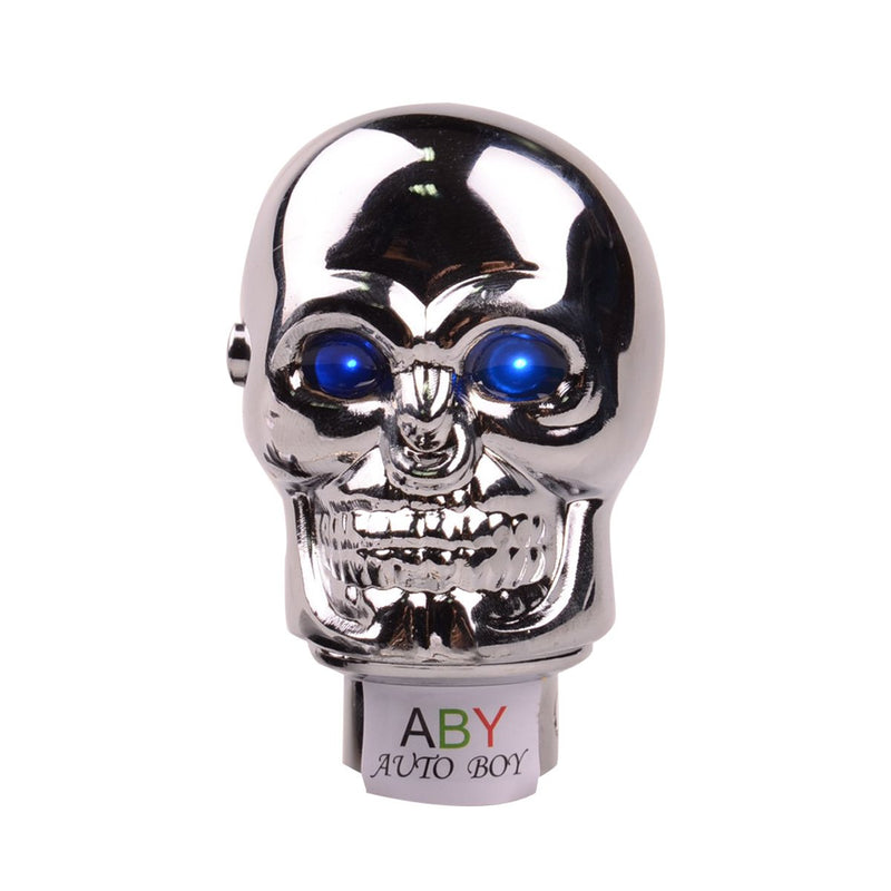  [AUSTRALIA] - ABy Skull Shape Auto Car Aluminium Alloy Gear Stick Shift Shifter Lever Knob with Blue Led light For Car Manual Transmission and Automatic Transmission Without Lock Button