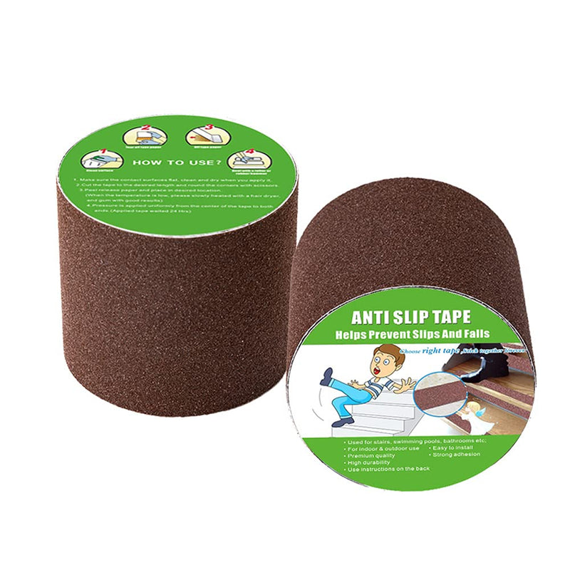  [AUSTRALIA] - Anti Slip Tape, High Traction,Strong Grip Abrasive, Not Easy Leaving Adhesive Residue, Indoor & Outdoor (4" Width x 190" Long, Brown) 4" Width x 190" Long