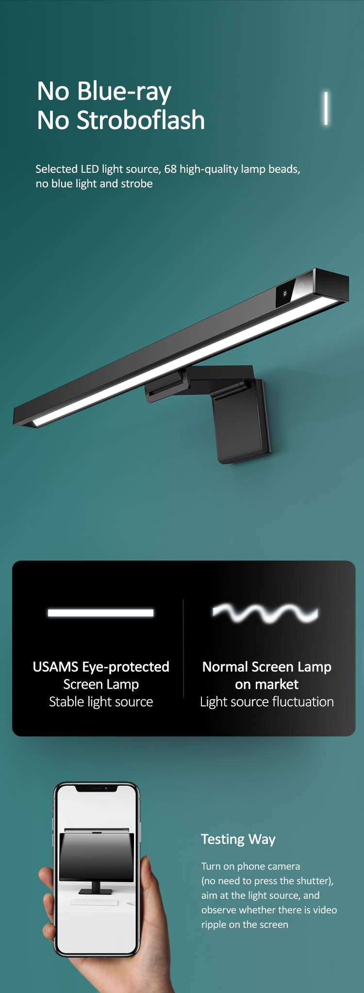 Screen bar Monitor lamp, Computer Monitor Light, No Screen Glare Its Asymmetrical Optical Design，with 3 Color Temperature and Dimming，Matte Black USB Powered Office Lamp - LeoForward Australia