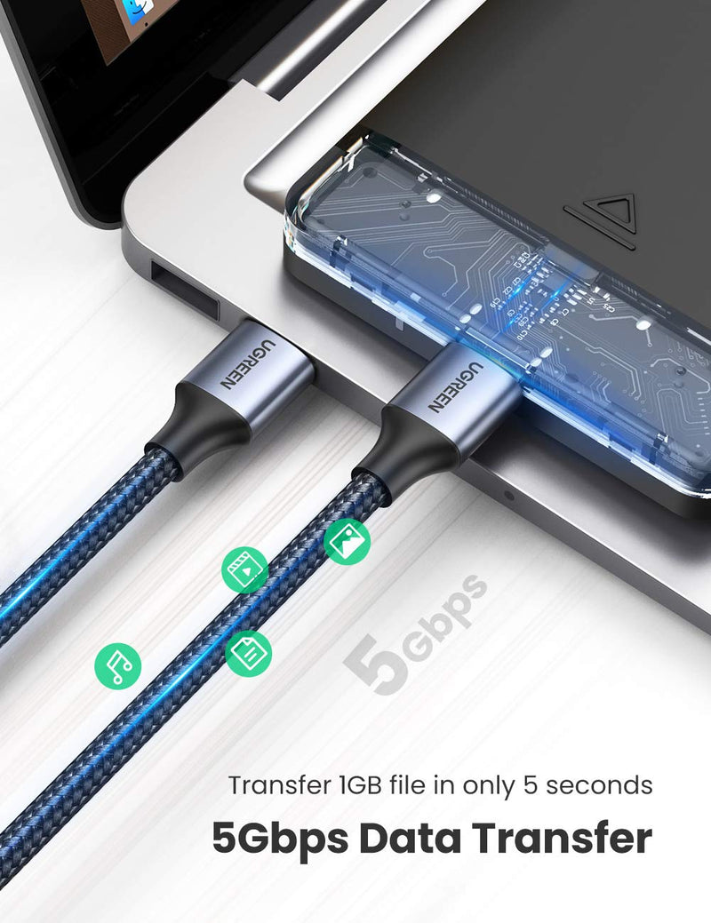UGREEN USB 3.0 A to A Cable USB to USB Cable Type A Male to Male USB 3.0 Cable Nylon Braided Cord for Data Transfer Hard Drive Enclosures Printers Modems Cameras 6FT - LeoForward Australia