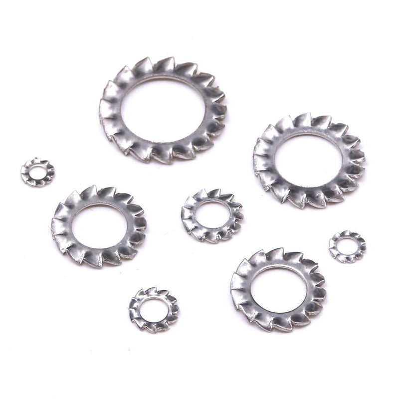  [AUSTRALIA] - Hilitchi 300-Pcs 304 Stainless Steel External Tooth Star Lock Washers Assortment Kit - Included: M2.5 M3 M4 M5 M6 M8 M10 M12