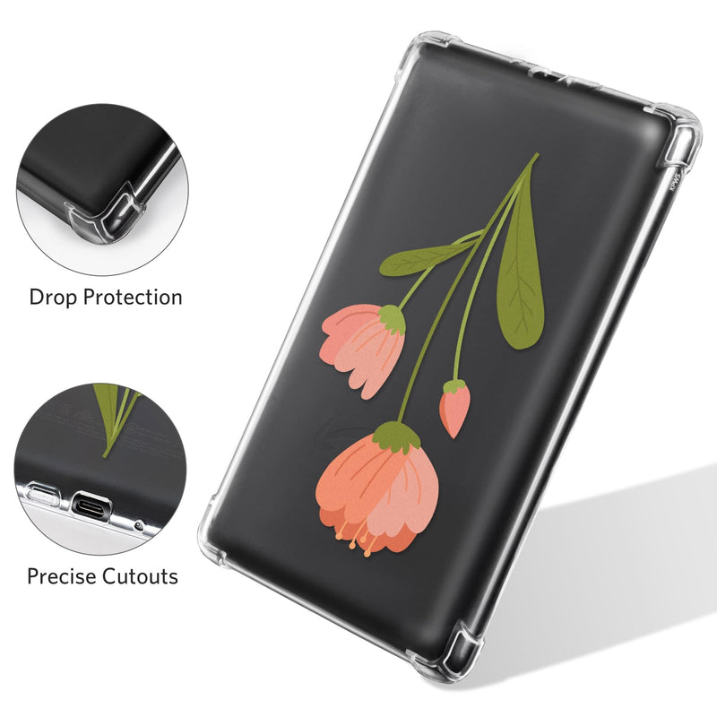  [AUSTRALIA] - CoBak Clear Case for All-New Kindle Paperwhite 11th Gen 2021 & Signature Edition(6.8") - Lightweight, Scratch-Proof Silicone Back Cover with Playful Flower Design