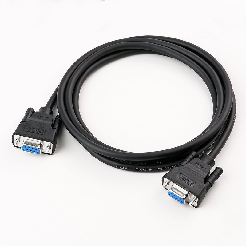  [AUSTRALIA] - DTECH 6 ft RS232 Serial Cable Female to Female 9 Pin Straight Through (Black, 2 Meters) 6ft