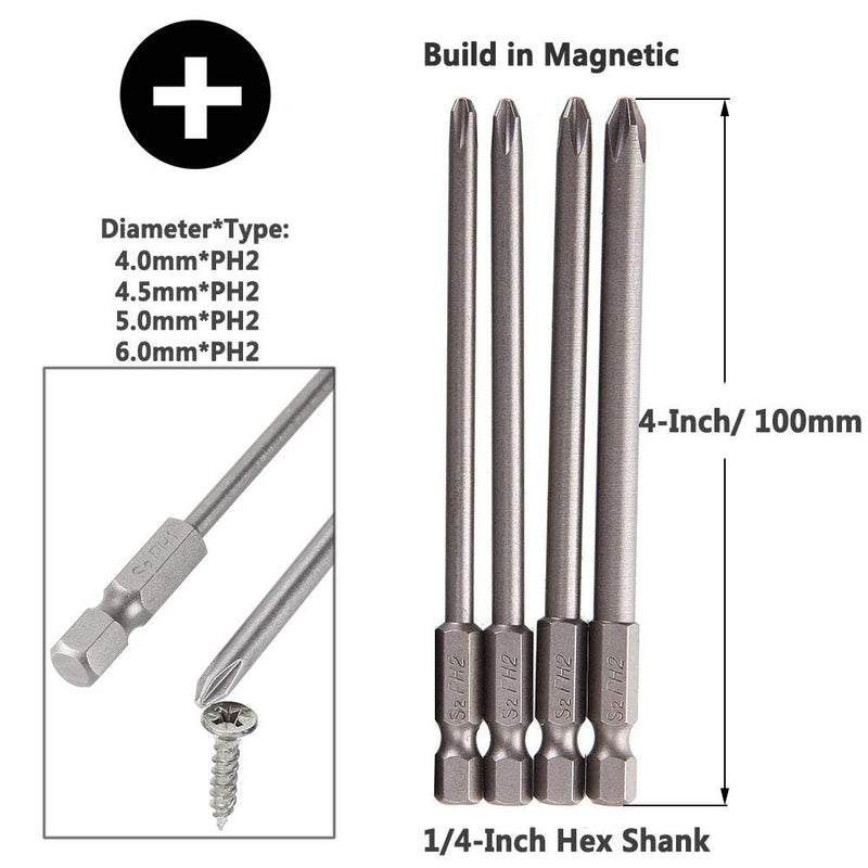  [AUSTRALIA] - Yakamoz 16Pcs 4-in-1 Multi Long Magnetic Screwdriver Bit Set with 1/4" Hex Shank Drill Screw Driver Bits Power Tools Kit (Hex Head Allen Wrench, Torx Security, Cross Phillips & Flat Head Slotted Tip)