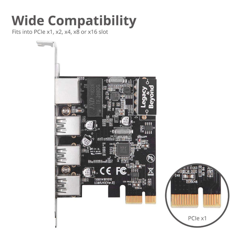  [AUSTRALIA] - SIIG 3 Port PCI Express USB 3.0 Adapt Card + Gigabit Ethernet LAN - Standard & Low - Profile Windows Server,7,8,8.1,10 PCsPCs (LB-US0614-S1)