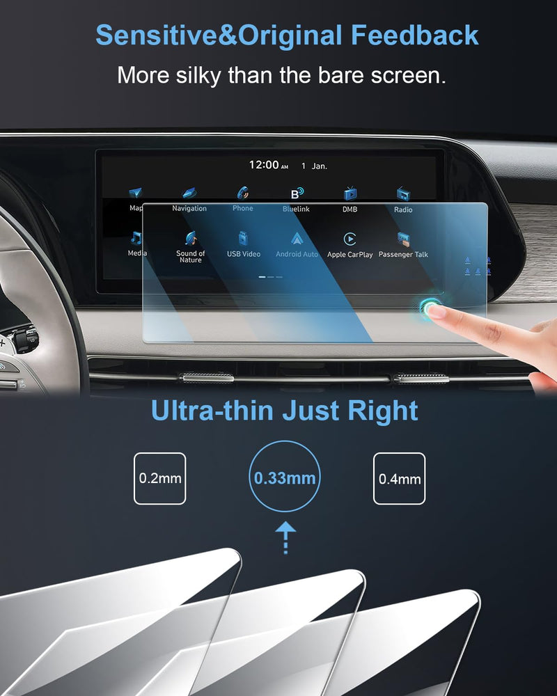  [AUSTRALIA] - WEIPIN 【Smooth as Silk】 12.3" Car Screen Protector for Hyundai Palisade 2023 Accessories GPS Navigation Touchscreen Tempered Glass Compatible with 2023 Palisade (SE, SEL, XRT, Limited, Calligraphy) - HD Clear Palisade 12.3"-Clear