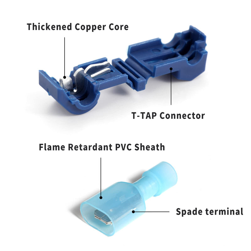  [AUSTRALIA] - OSXCAUES 120PCS T-TAP Wire Connectors Crimp Electronic Connectors Self-Stripping Quick Splice Terminals Assortment Kit with Case 120 PCS Multicolored