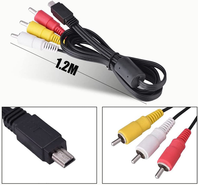  [AUSTRALIA] - Mini USB to 3 RCA Cable AV Stereo Audio Video Cable Replacement for Canon AVC-DC400ST Canon EOS 7D, 60D, 60Da,70D,100D,550D, 600D, 650D, 700D & Canon EOS Rebel SL1, T2i, T3i, T4i, Digital SLR Camera