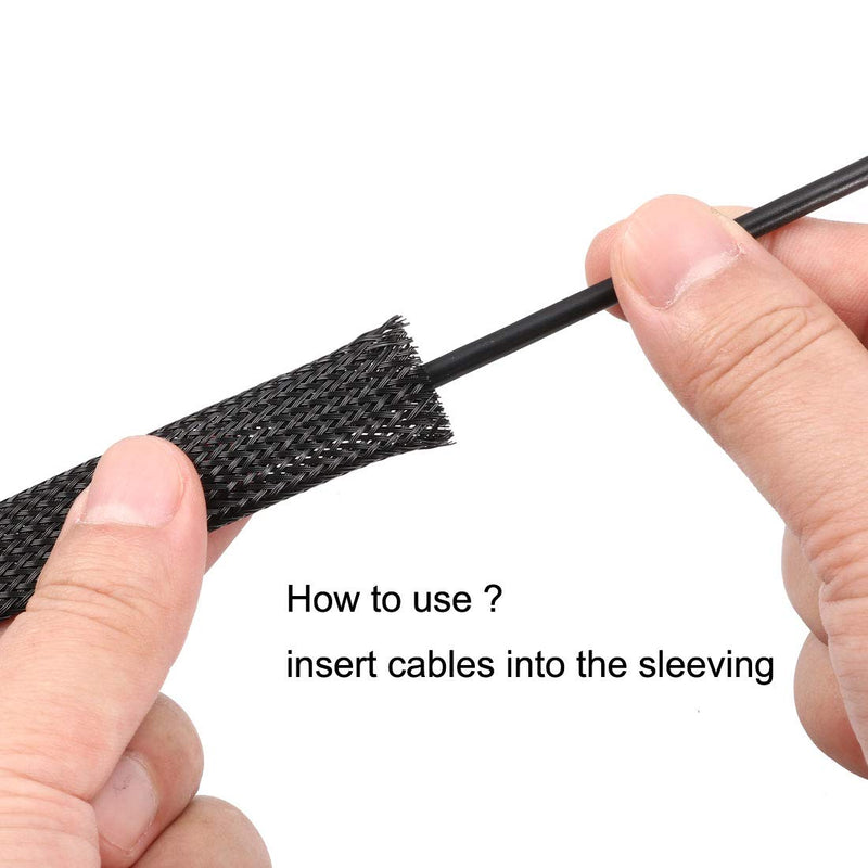  [AUSTRALIA] - uxcell PET Cord Protector, 6.5Ft-12mm Wire Loom Cable Sleeve for OD 12-14mm Line Black