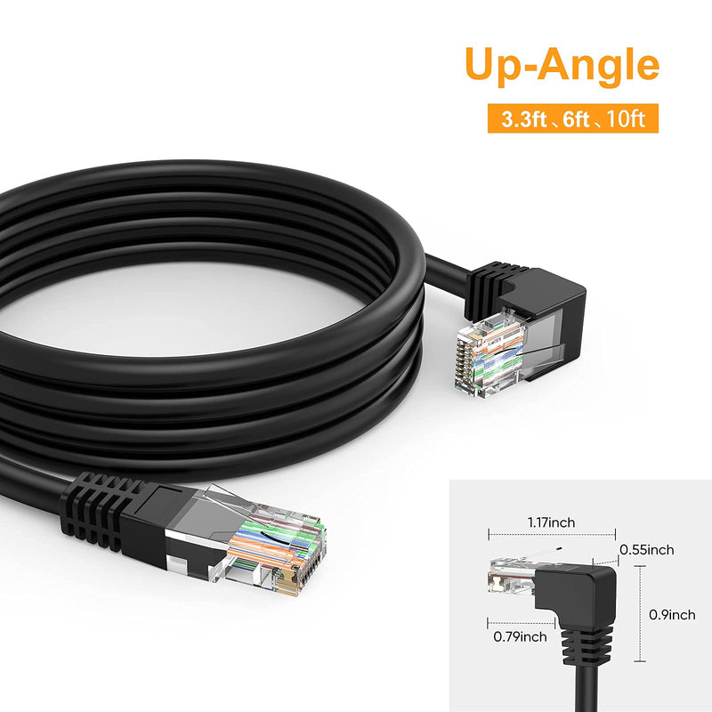 CableCreation CAT6 Ethernet Patch Cable RJ45 LAN Cable Gigabit Network Cord 90 Degree Upward Angled,Bandwidth up to 250MHz 1Gbps for PC, Router, Modem, Printer, Xbox, PS4, PS3-6 Feet,Black 6 Feet - LeoForward Australia