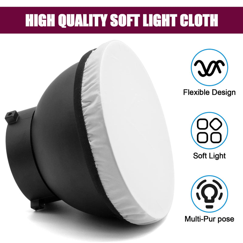  [AUSTRALIA] - Fotoconic Diffuser Sock White Soft Lamp Cover Cloth for 7 Inches/ 18 cm Standard Refector, Ideal for Strobe Flash LED Video Light [4-Pack] 7" Diffuser Sock [4-Pack]