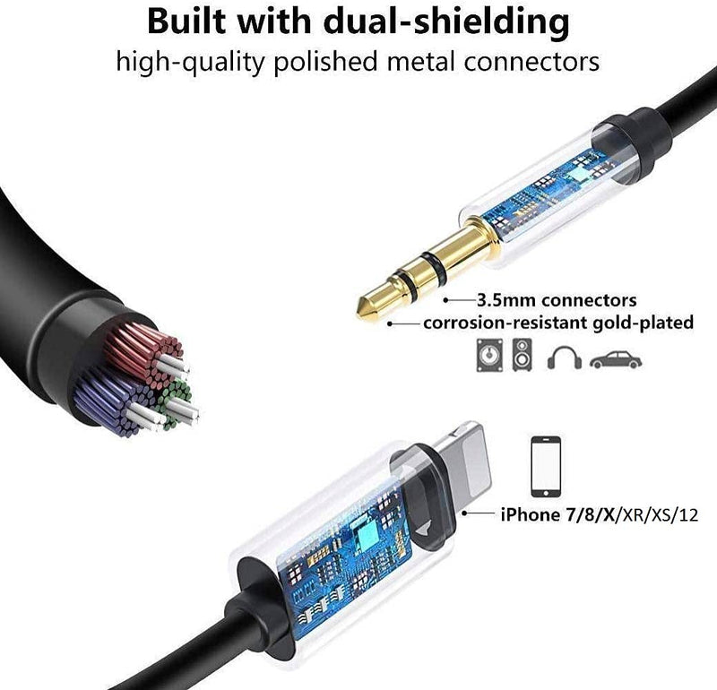  [AUSTRALIA] - Lightning to 3.5 mm Aux Cable 6FT, Apple MFi Certified iPhone 3.5mm Headphones Jack Adapter Male Aux Stereo Audio Cable for iPhone 13 12 11 XS XR X 8 7 iPad iPod to Car/Home Stereo, Speaker, Headphone Black 1