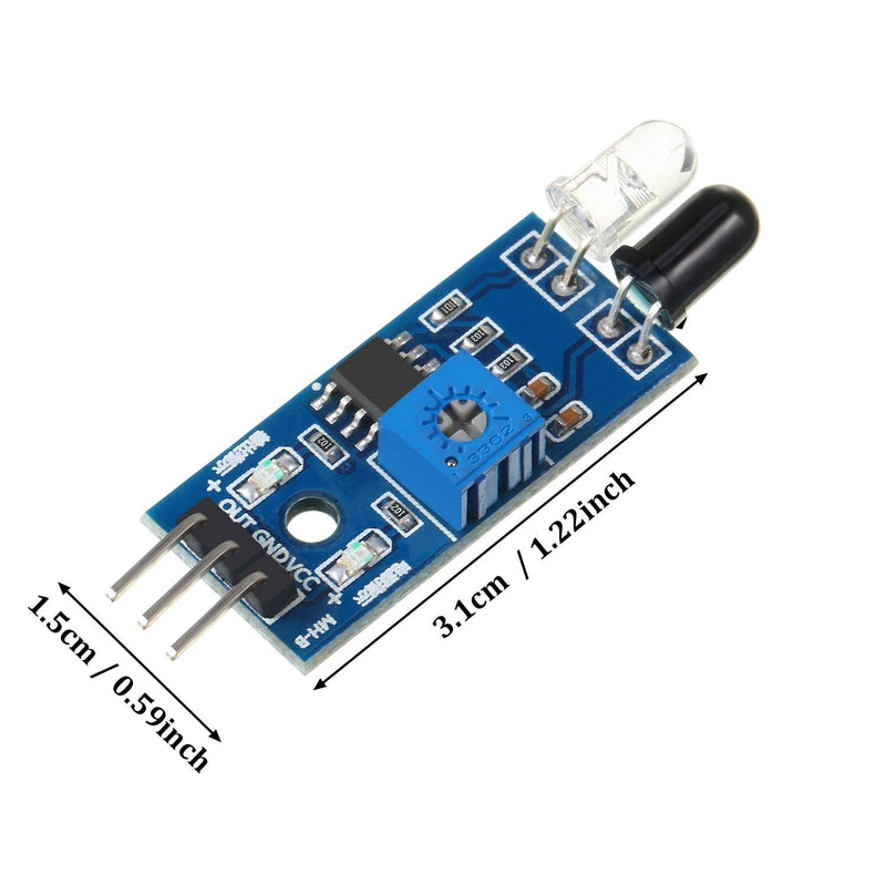  [AUSTRALIA] - 20 Pieces IR Infrared Obstacle Avoidance Sensor Module 3-Wire Reflective Photoelectric Sensor Module Compatible with Arduino Smart Car Robot Raspberry Pi 3