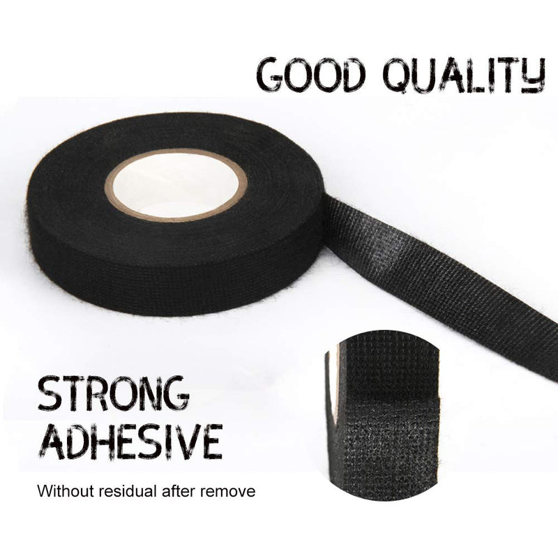  [AUSTRALIA] - WFPOWER Cloth Tape for Wire Loom Harness 5 Pack, Wiring Harness Cloth Tape Black Adhesive Fabric Tape for Automobile Electrical Wire Harness Noise Damping Heat Proof Fire Resistant 19 mm X 15m