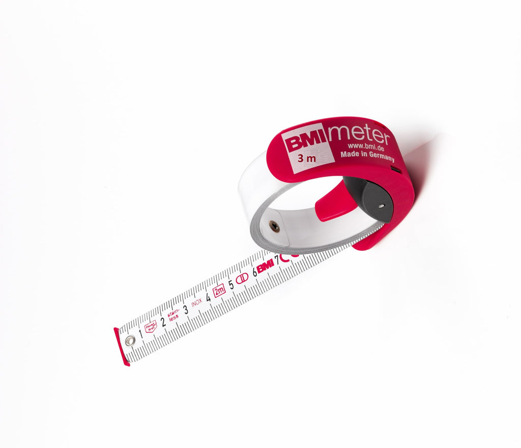  [AUSTRALIA] - BMI 429341021 tape measure / pocket tape measure BMImeter 429 | 3 m long pocket measuring tape with rust-proof stainless steel band (painted white) | Length: 3 meters, width 16 mm, division/scale: MM, 1 piece