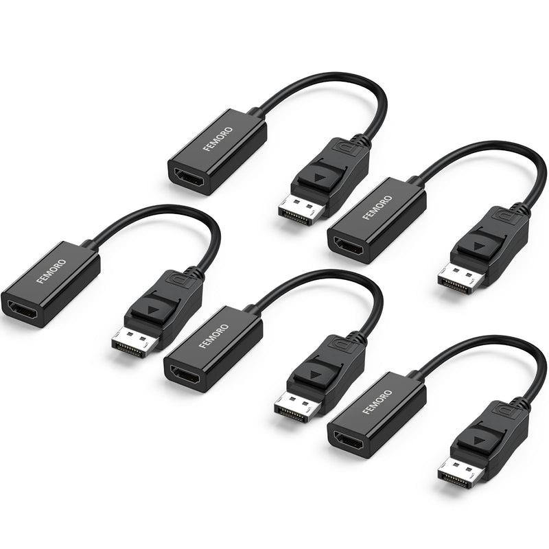  [AUSTRALIA] - DisplayPort to HDMI Adapter 5 Pack, FEMORO Display Port DP Male to HDMI Female Converter Cable - Black 5-pack