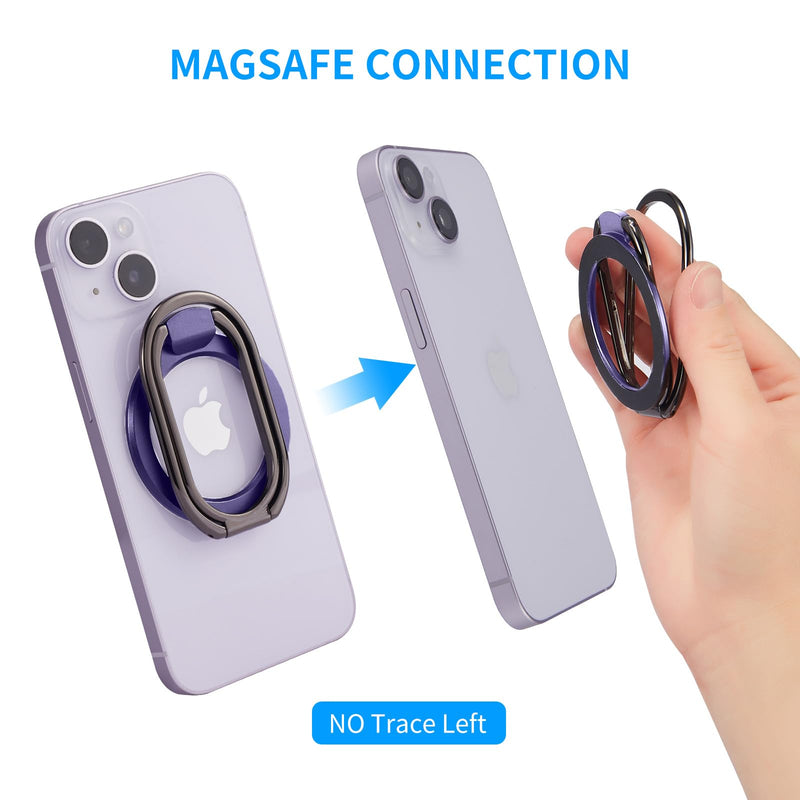  [AUSTRALIA] - Rimyam Magnetic Phone Ring Holder Stand for MagSafe Finger Grip Adjustable Phone Ring Kickstand Mag Safe Accessories for iPhone 14/13/12 Series Removable for Wireless Charging MAG Purple