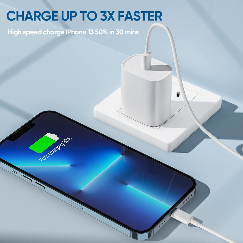  [AUSTRALIA] - iPhone Fast Charger, 【Apple MFi Certified】10 FT Long USB C to Lightning Cable Cord with 20W iPhone Charger Fast Charging Block for iPhone 14 Pro Max/14 Pro/14 Plus/14/13 12 11 Pro Max Mini, iPad,2Pack white