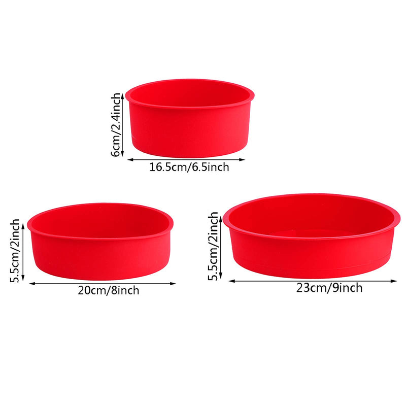  [AUSTRALIA] - XIDAJIE Silicone Cake Mold Pan 3Pcs Round Silicone Cake Pan Baking Pans for Christmas Baking Nonstick and Quick Release 6.5", 8", 9" Christmas Home Baking Tool