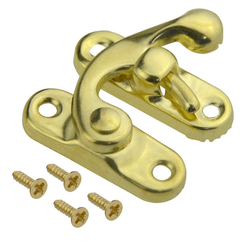  [AUSTRALIA] - WMYCONGCONG 60 PCS Antique Right Latch Hook Hasp 27mm x 32mm/1" X 1.28" Yellow Horn Hook Lock Wood Jewelry Box Hasp Hook Horn Clasp with 240 Screws (Yellow)