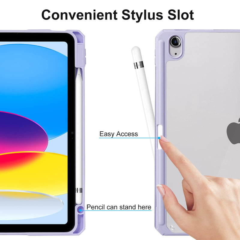  [AUSTRALIA] - CoBak Case for New iPad 10th Generation 10.9 Inch 2022 - Shockproof Cover with Clear Transparent Back Shell with Pencil Holder, Auto Sleep/Wake Cover Blueberry Mauve