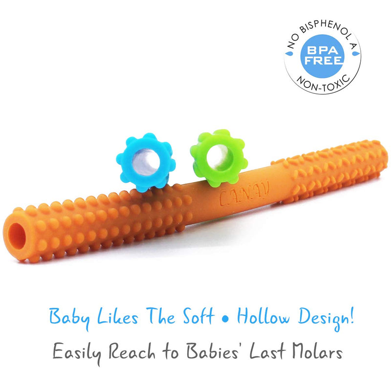 Original Hollow Teething Tubes (6.8'' Long) – Soft Silicone Teething Toys for Babies 3-6 Months 6-12 Months - BPA Free / Dishwasher & Refrigirator Safe - Different Soft Textures for Infant Toddlers - LeoForward Australia