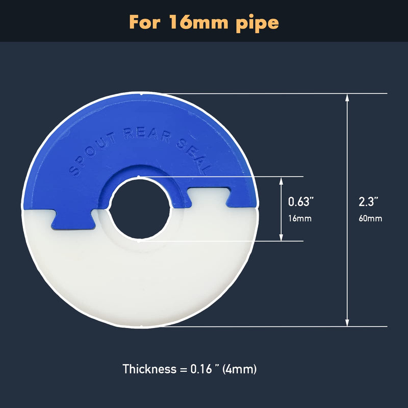  [AUSTRALIA] - Bathtub Spout Pipe Seal, Block Water Past Through Finished Wall, Tub Spout Water Leakage Disc Seal, Bath Wall Waterproof Protection for Copper and Galvanized Pipe (1/2" Copper Pipe 0.63in (16mm)) 1/2" Copper pipe 0.63in (16mm)