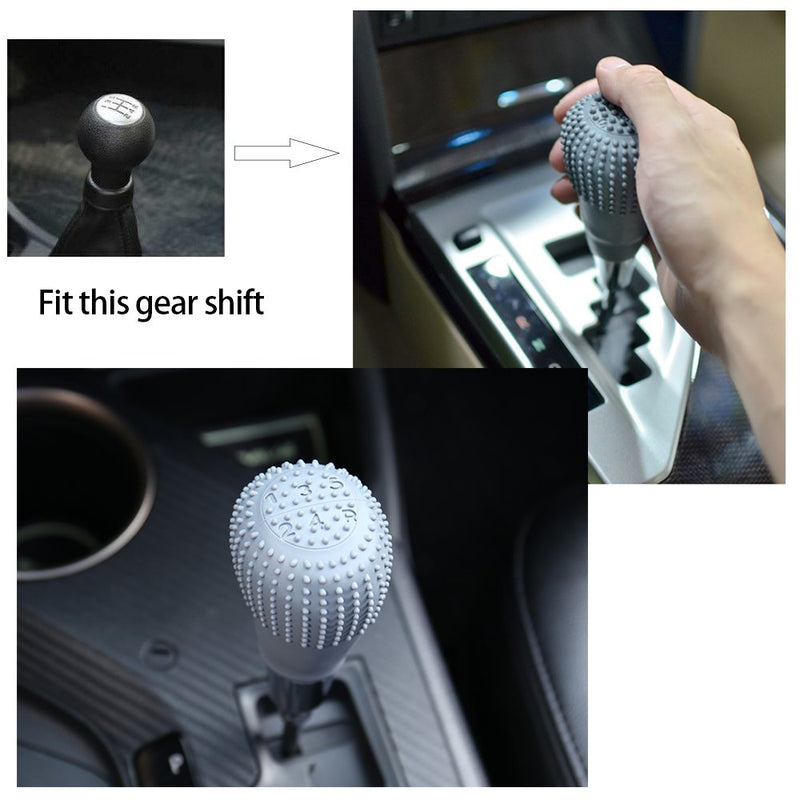  [AUSTRALIA] - FMS 1 Set 2Pcs Universal Automotive Gear Shift Knob Hand Brake Sleeve Cover Soft Silicone Non-Slip Car Accessory Protector (Gray03) Gray03