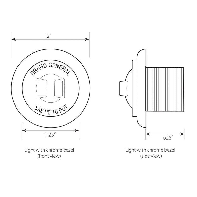  [AUSTRALIA] - GG Grand General 75223 1-1/4” Dual Function Mini LED Light with Chrome Plastic Bezel for Trucks, Towing, Trailers, ATVs, UTVs, RVs w/Bezel Red/Clear